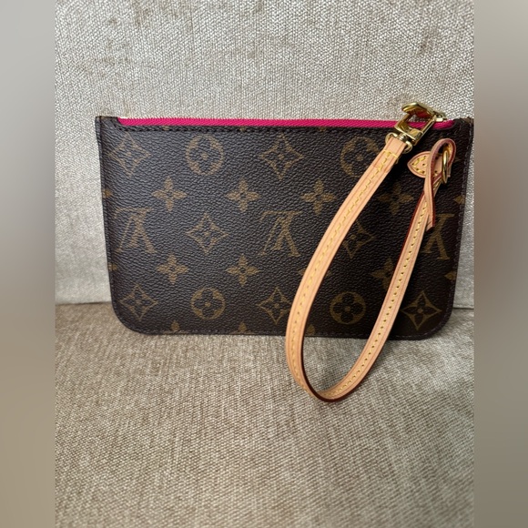 LOUIS VUITTON - NEW Neverfull Pink Pivone Pochette Monogram - for PM or MM - Picture 4 of 10